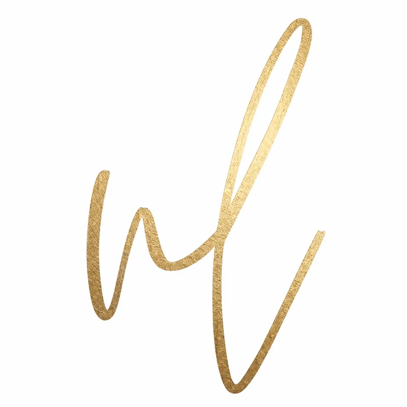 NL gold script monogram
